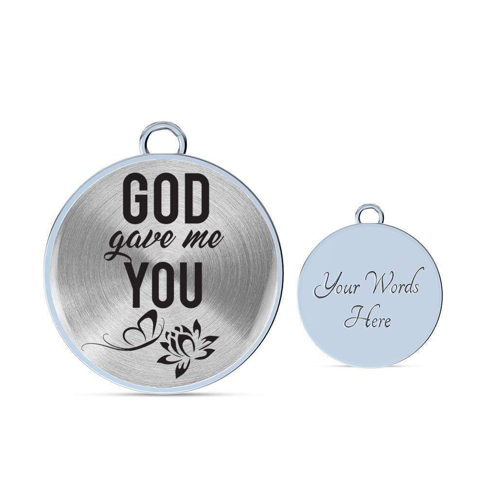 God Gave Me You Personalized Engraved Silver Circle Bangle Bracelet Custom Na
